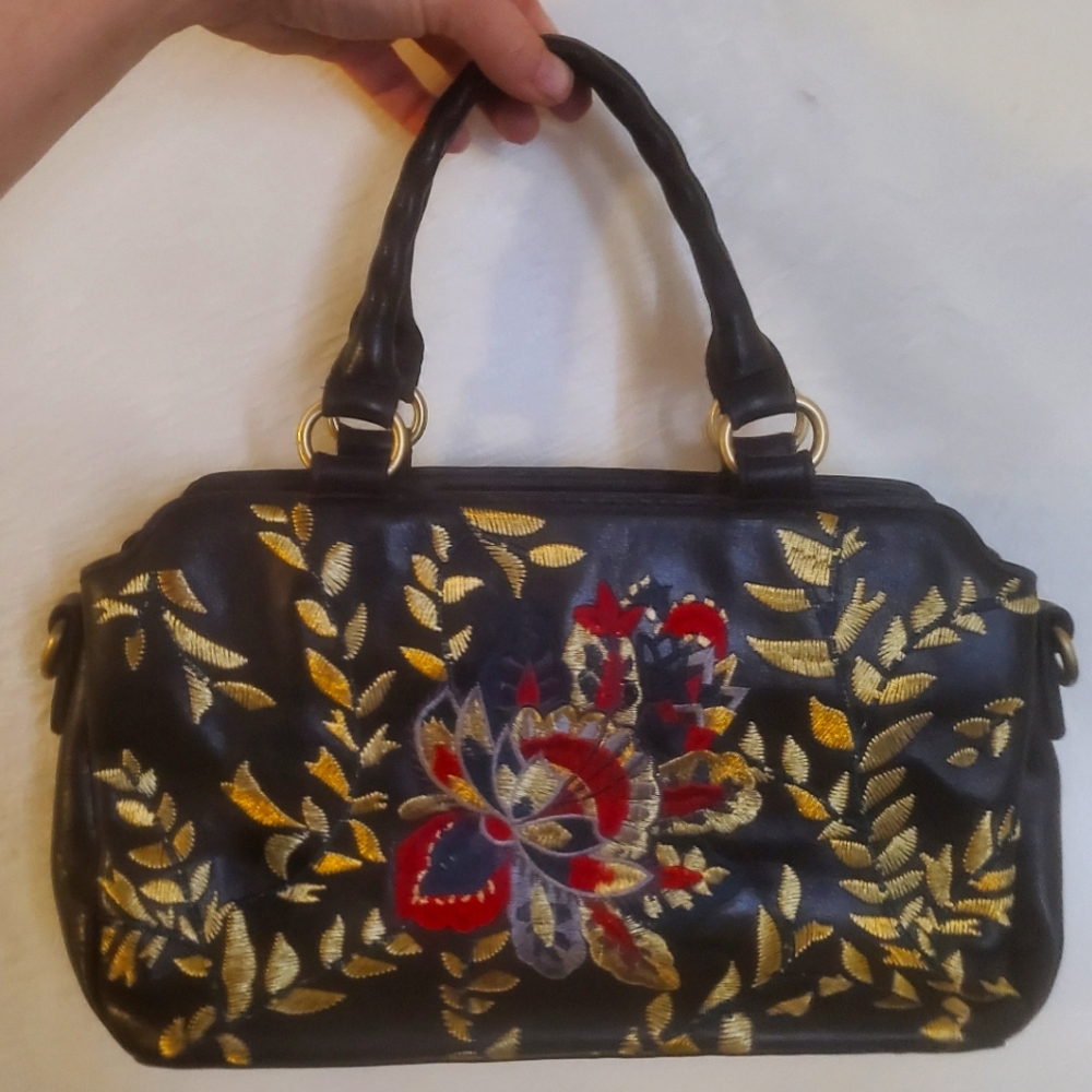 Patricia Nash Angelin Embroidered Leather Satchel.
